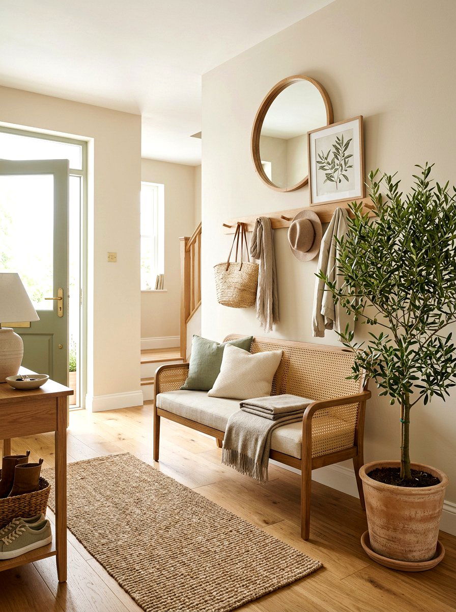 Cane bench entryway - 30 cane furniture ideas