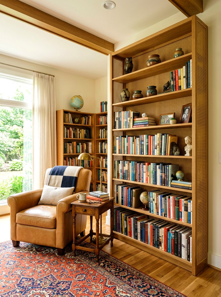 Cane bookshelf - 30 cane furniture ideas