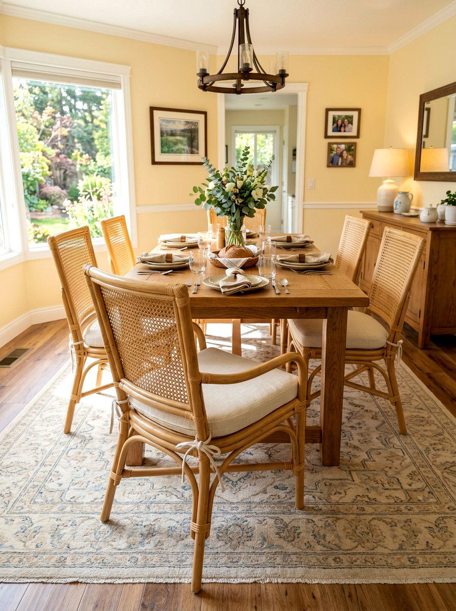 Cane chairs with cushions - 30 cane dining chair ideas
