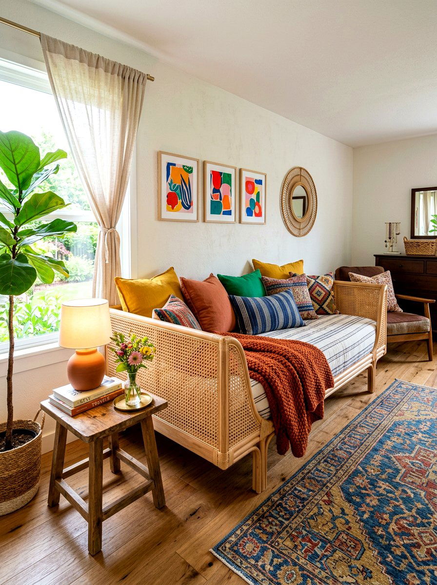 Cane daybed - 30 cane furniture ideas