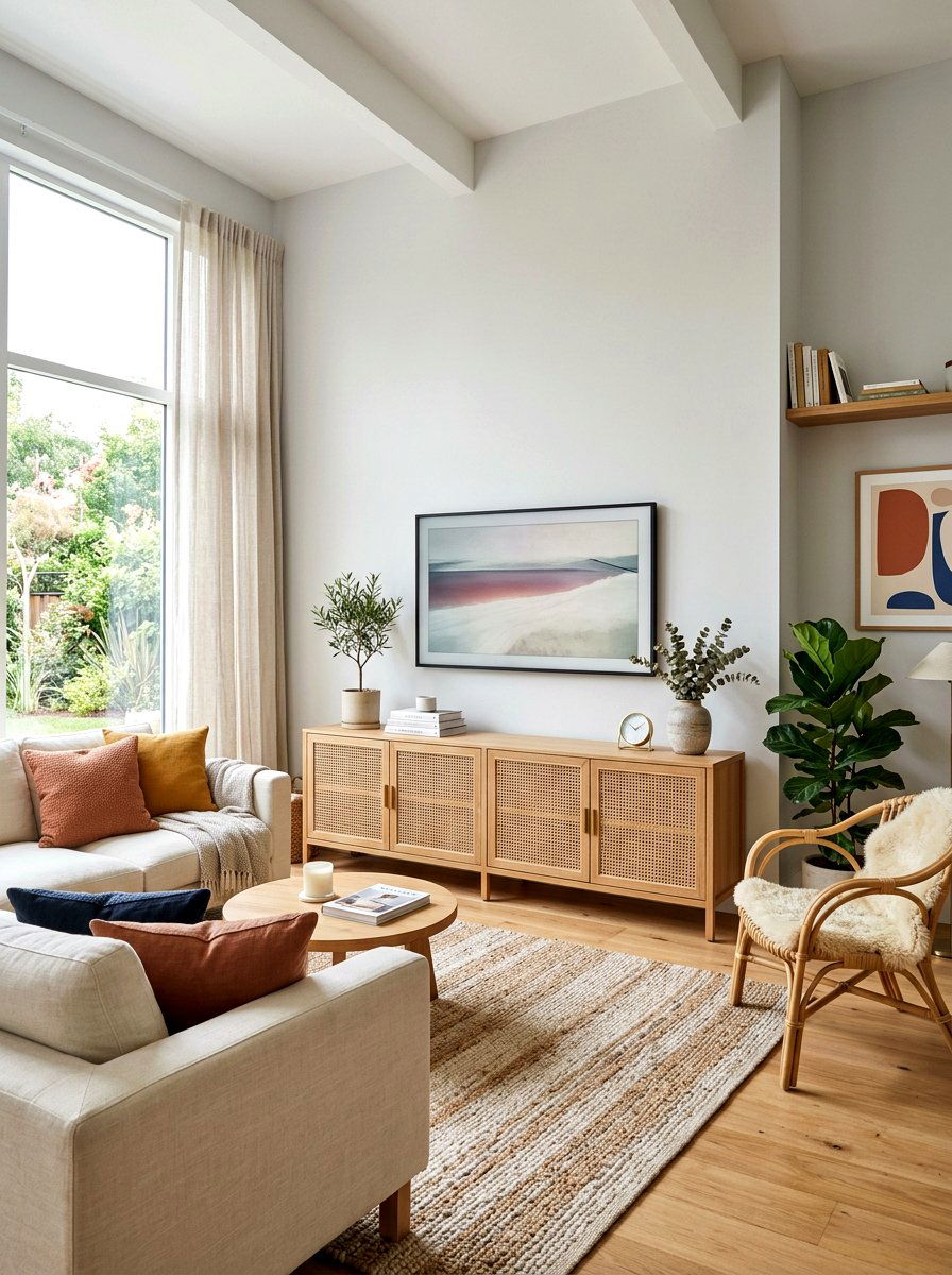 Cane media console - 30 cane furniture ideas