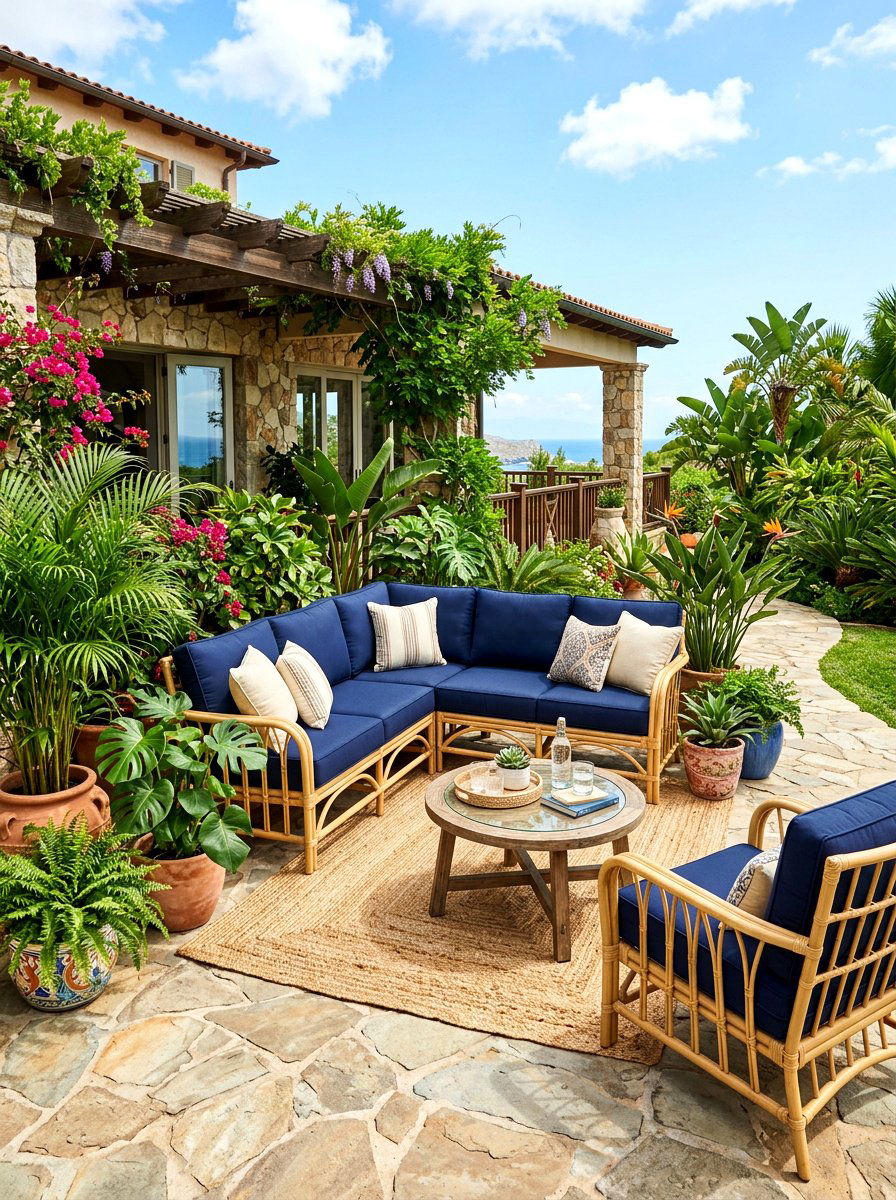 Cane outdoor sofa - 30 cane furniture ideas
