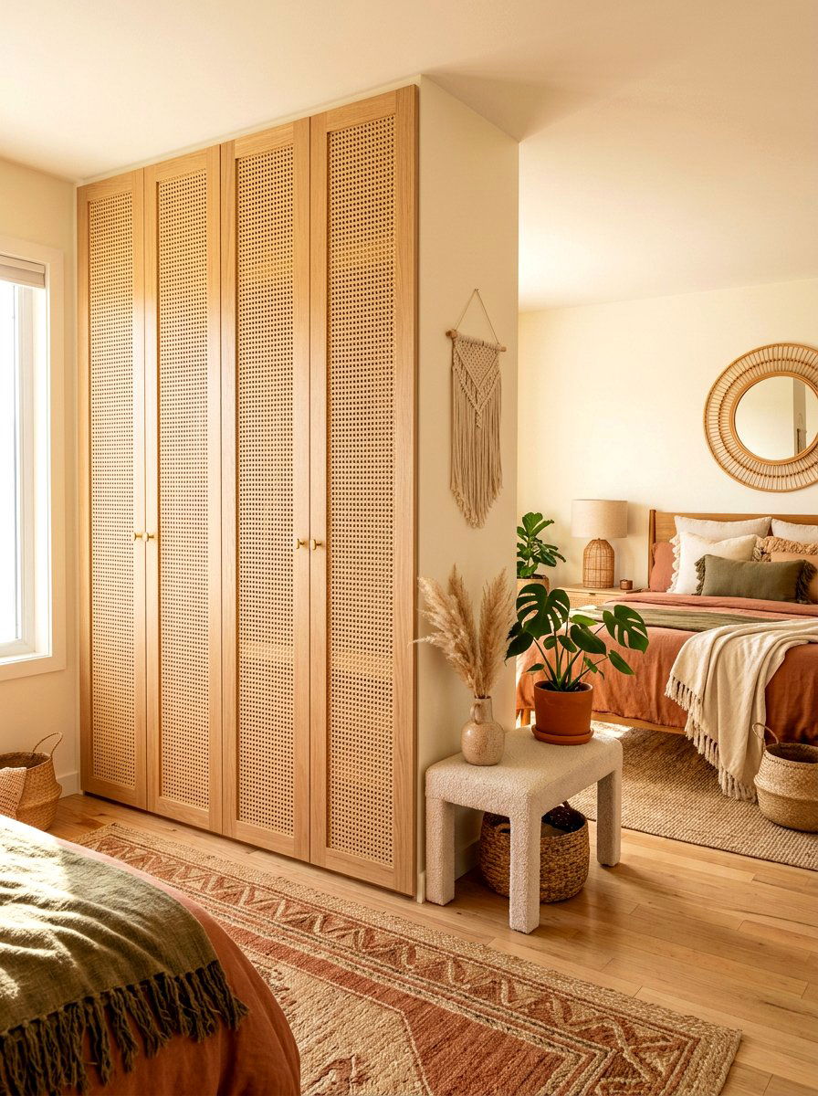 Cane webbing closet doors - 30 bedroom closet door ideas