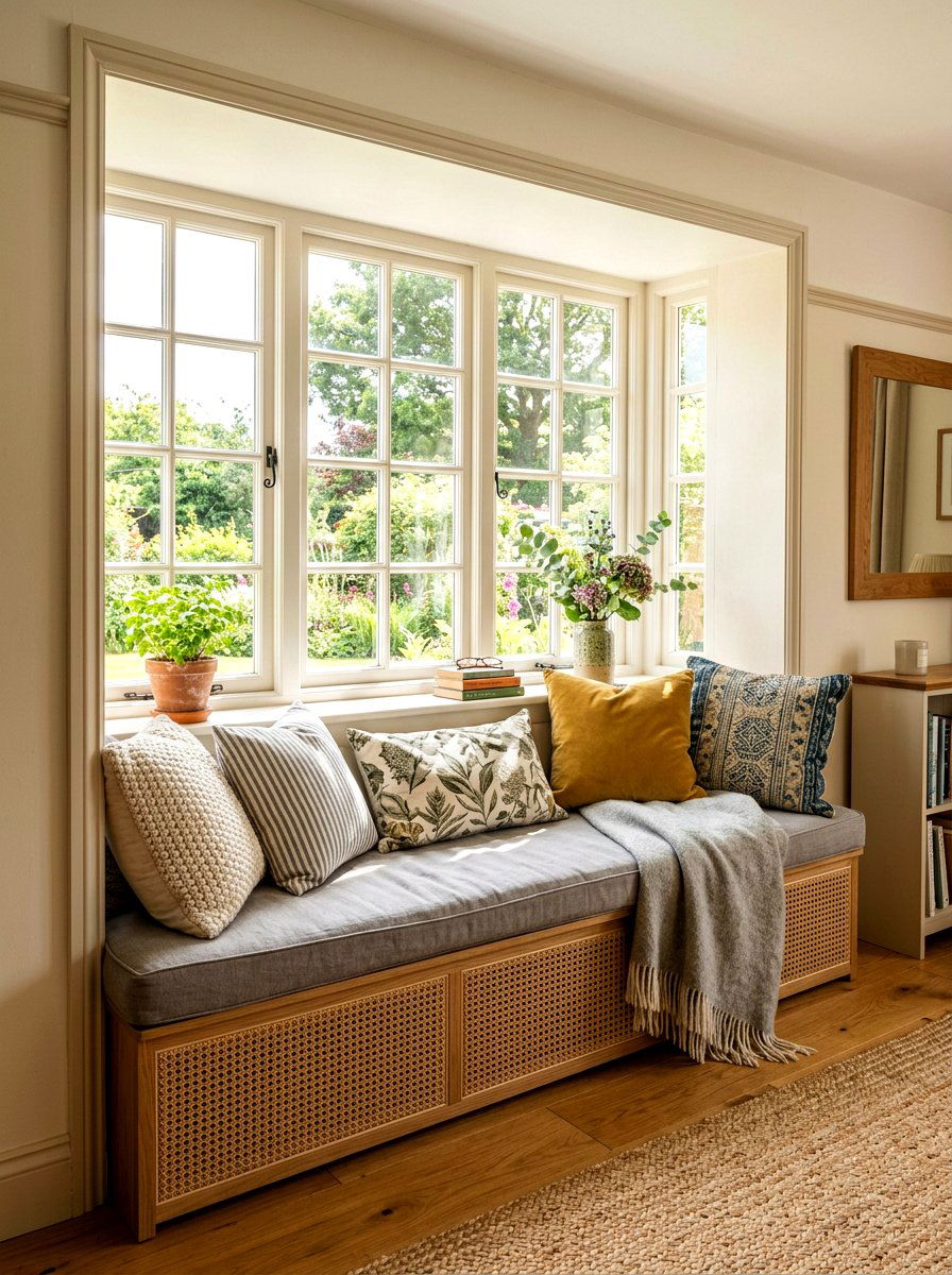 Cane window seat - 30 cane furniture ideas
