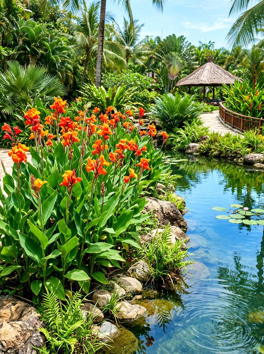 Canna Lily Pond Edge Planting - 30 pond edge planting ideas