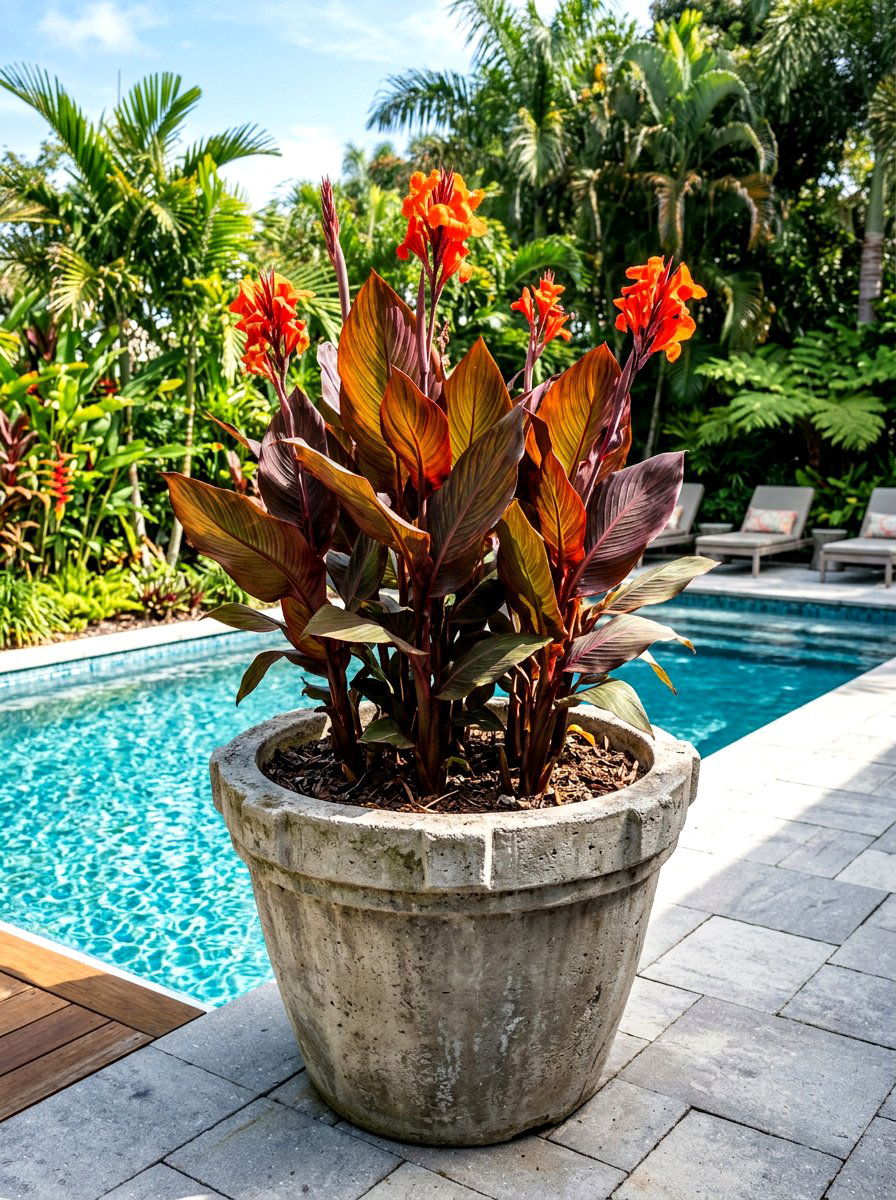 Canna Lily Thriller - 30 sunny container garden ideas