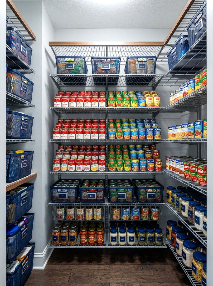 Canned Food Baskets - 30 pantry basket organization ideas