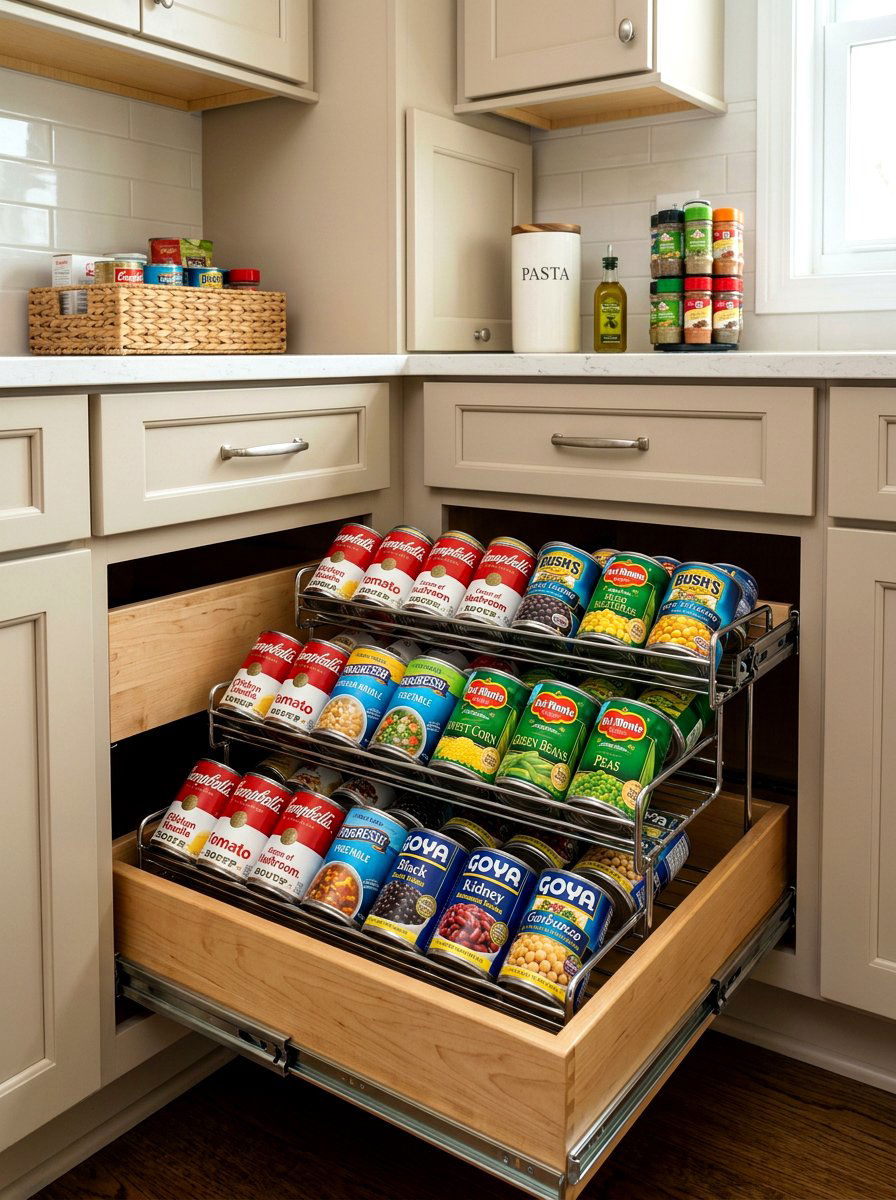 Canned Goods Drawer - 30 kitchen drawer pantry ideas