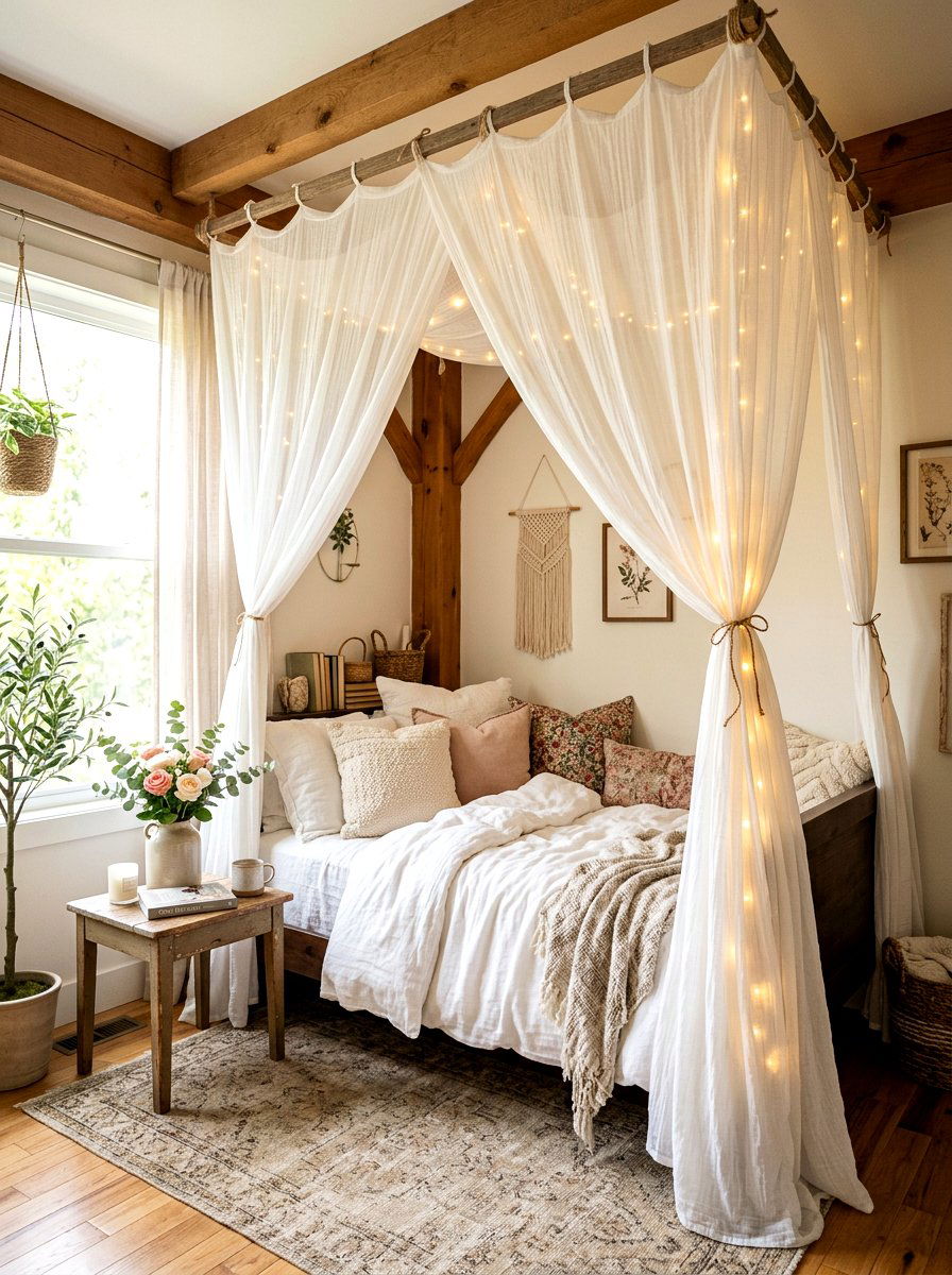 Canopy Bed Corner Retreat - 30 quiet corner decor ideas