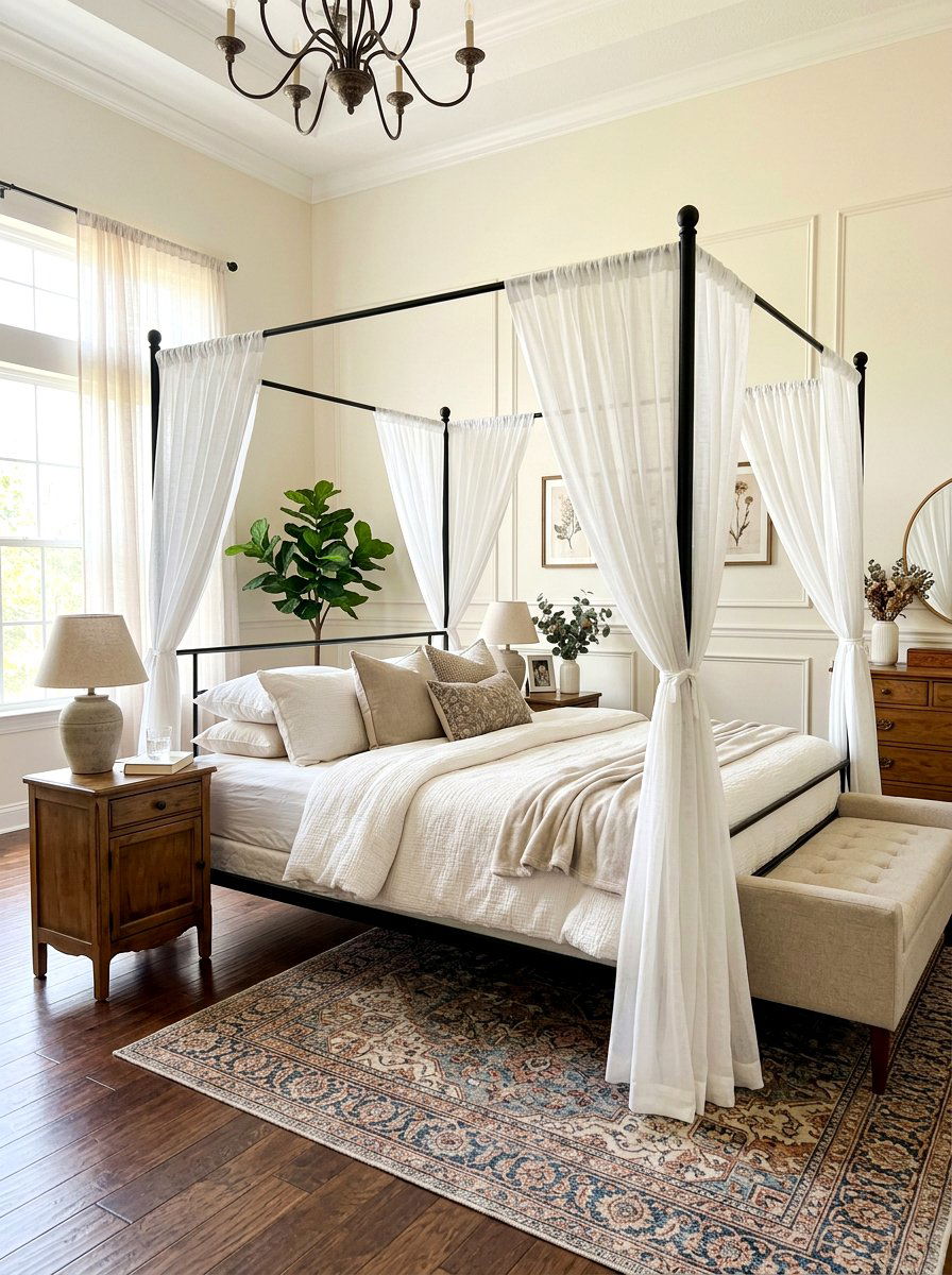 Canopy Bed Frame - 30 cottage romantic bedroom ideas
