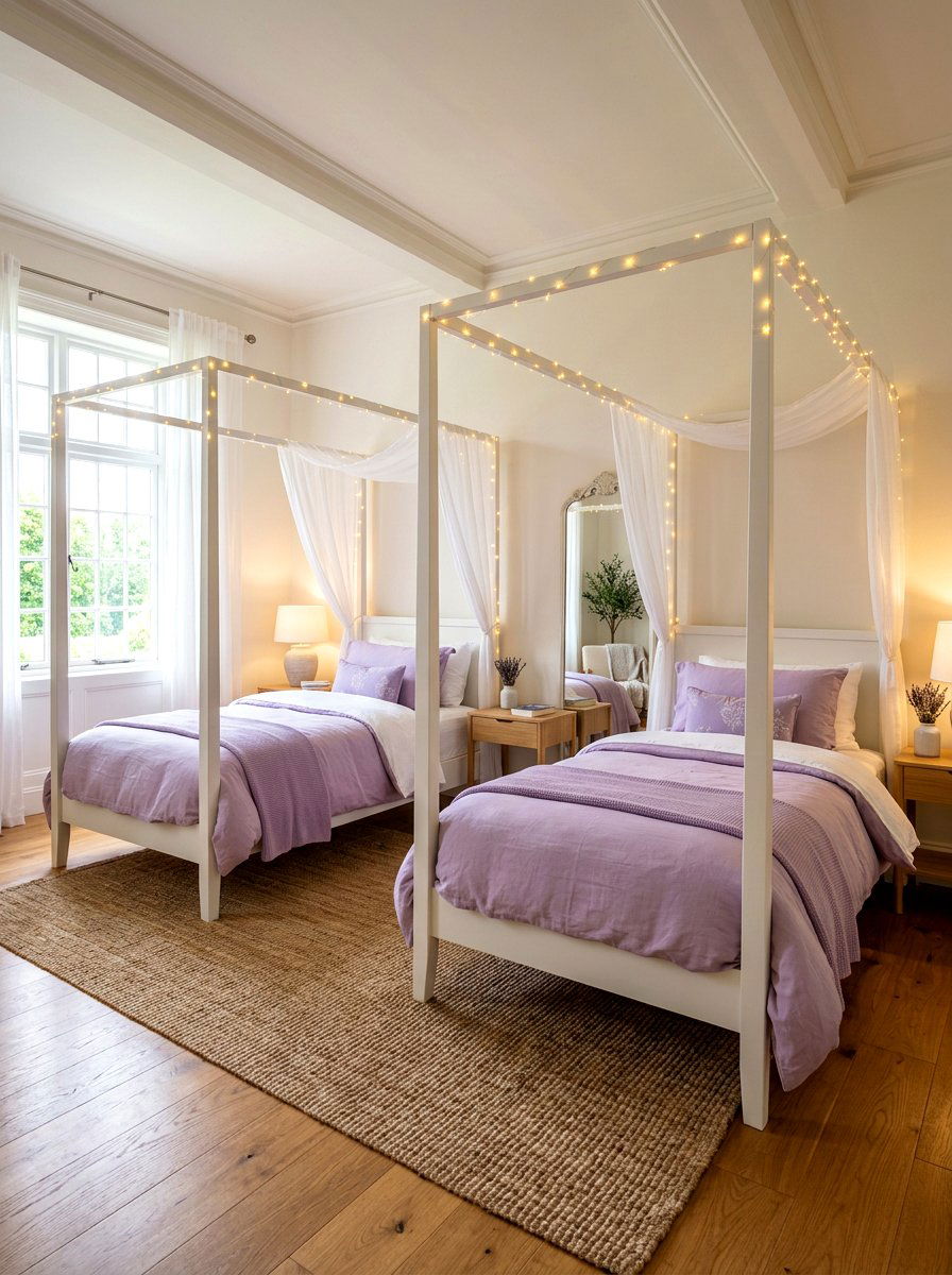Canopy Bed Layout - 30 girls shared bedroom ideas
