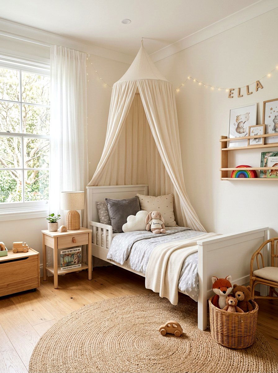 Canopy Bed Toddler Room - 30 neutral toddler room ideas
