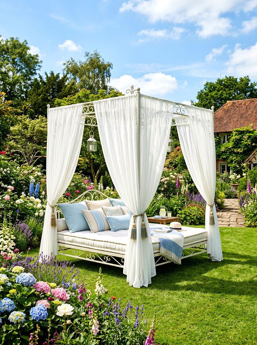 Canopy Daybed Garden Retreat - 30 luxury sun lounger ideas
