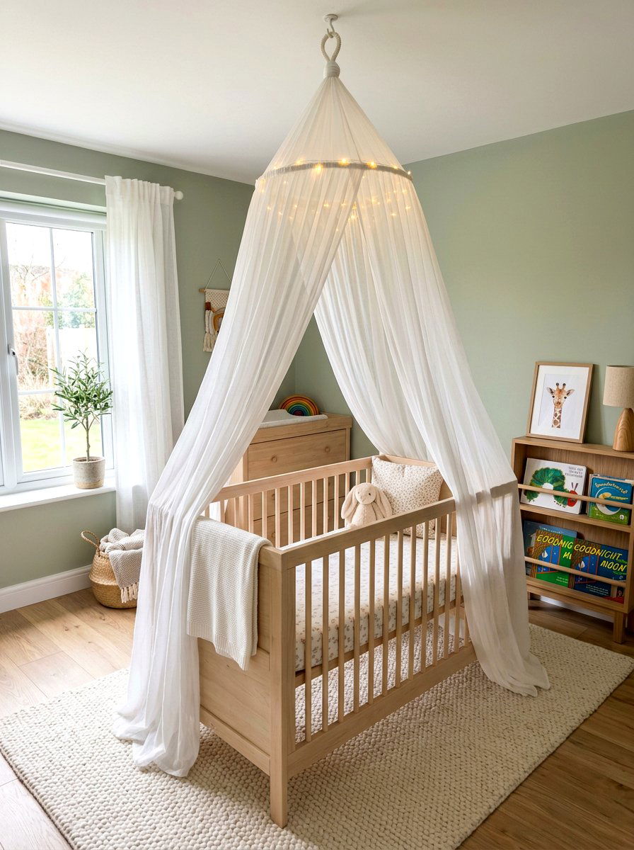 Canopy Over The Crib - 30 Scandinavian nursery ideas