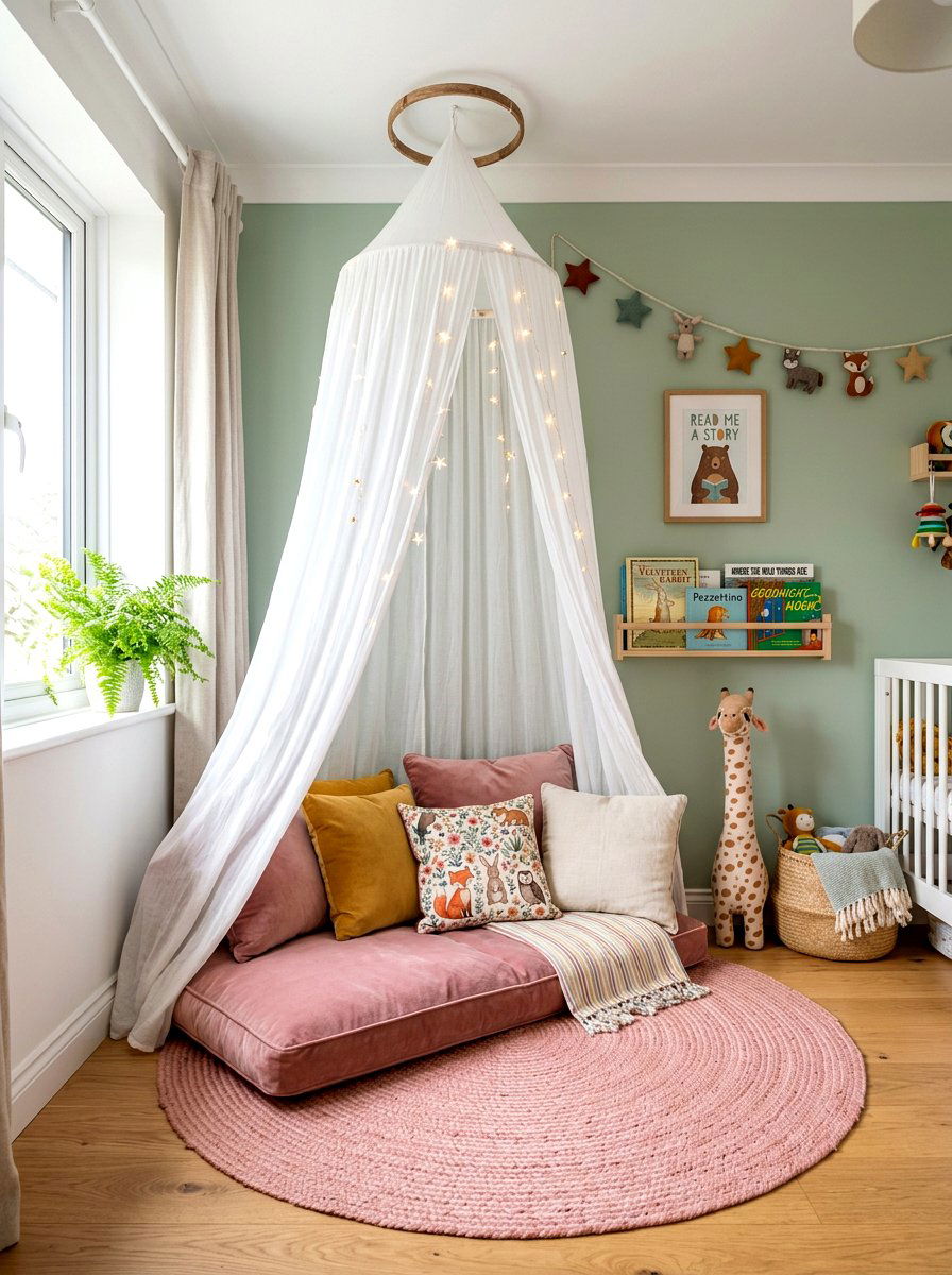 Canopy Reading Space - 30 kids reading nook ideas