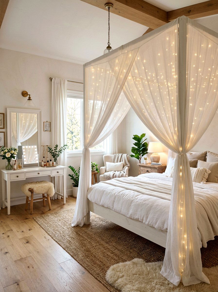 Canopy bed bedroom - 30 soft girl room ideas
