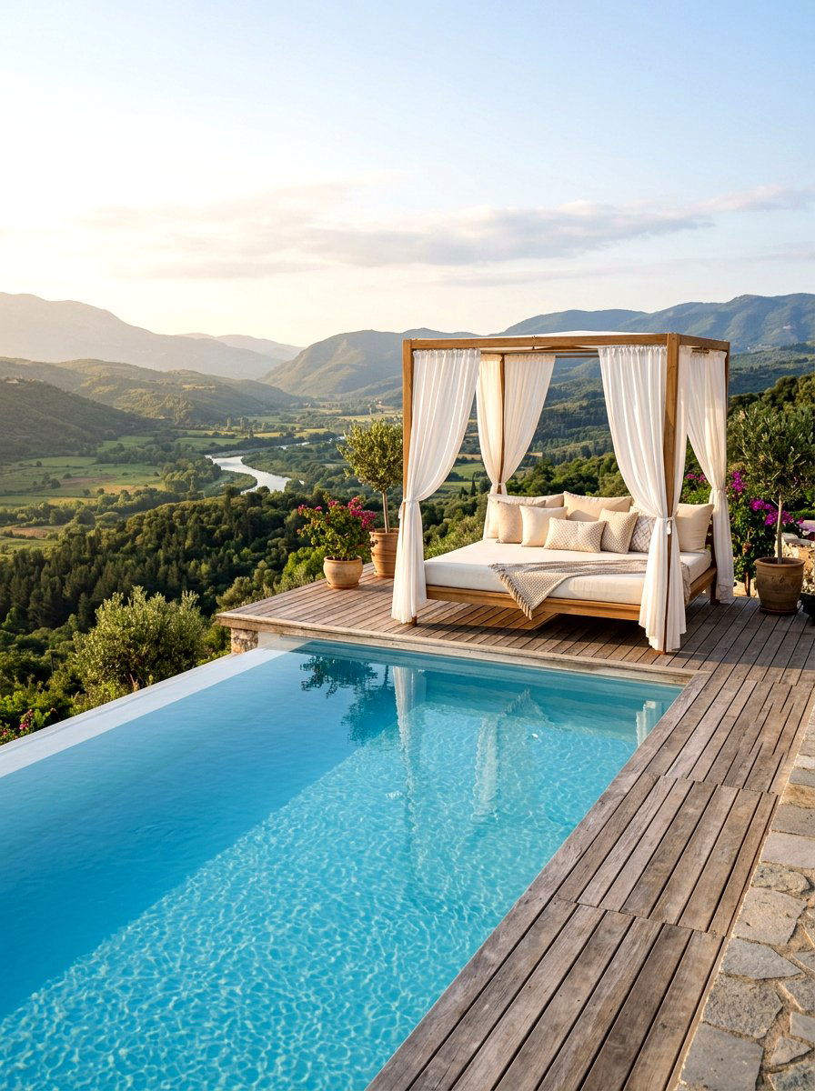 Canopy pool daybed - 30 pool lounge chair ideas