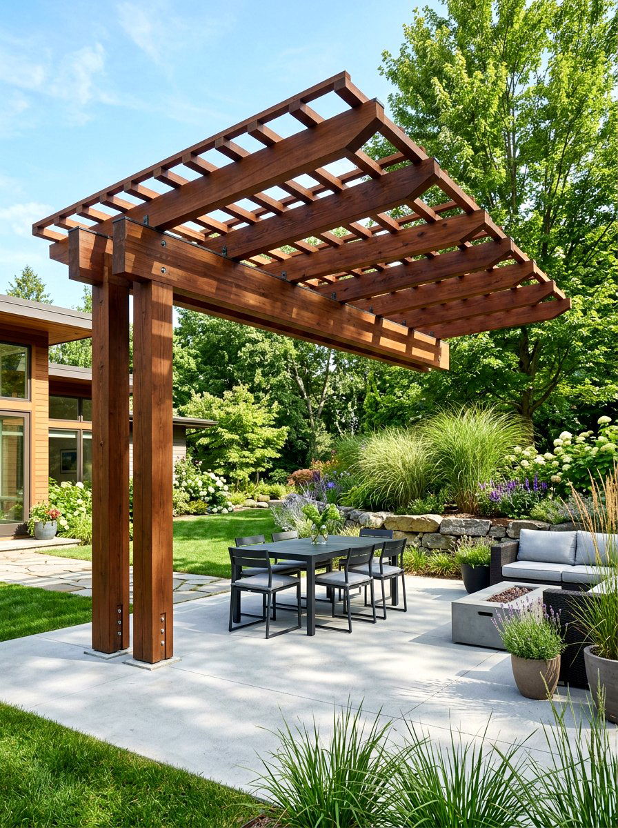 Cantilever Cedar Pergola - 30 cedar pergola ideas