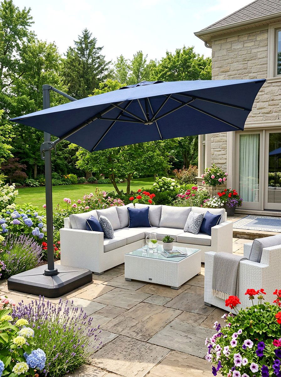 Cantilever Patio Umbrella - 30 summer patio hosting ideas