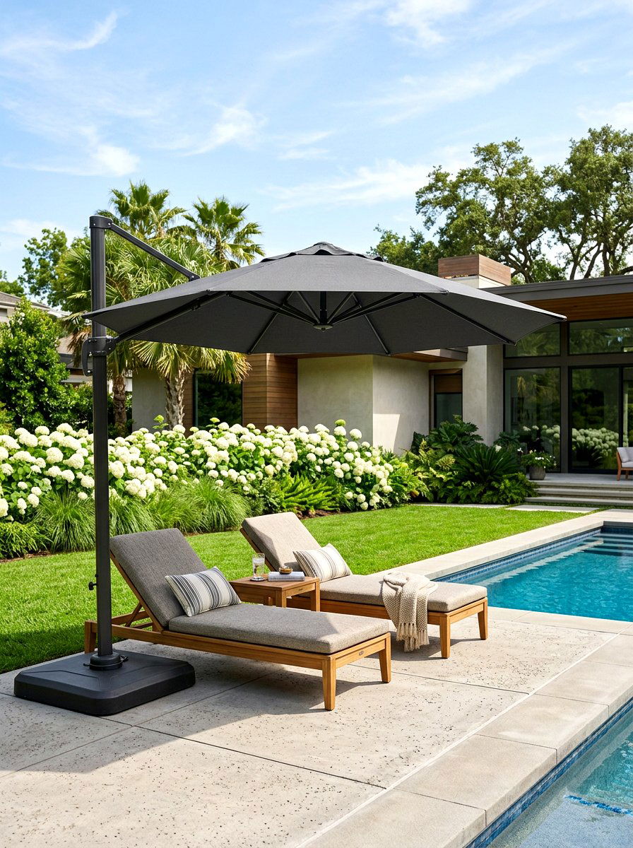 Cantilever Umbrella Set - 30 poolside furniture ideas