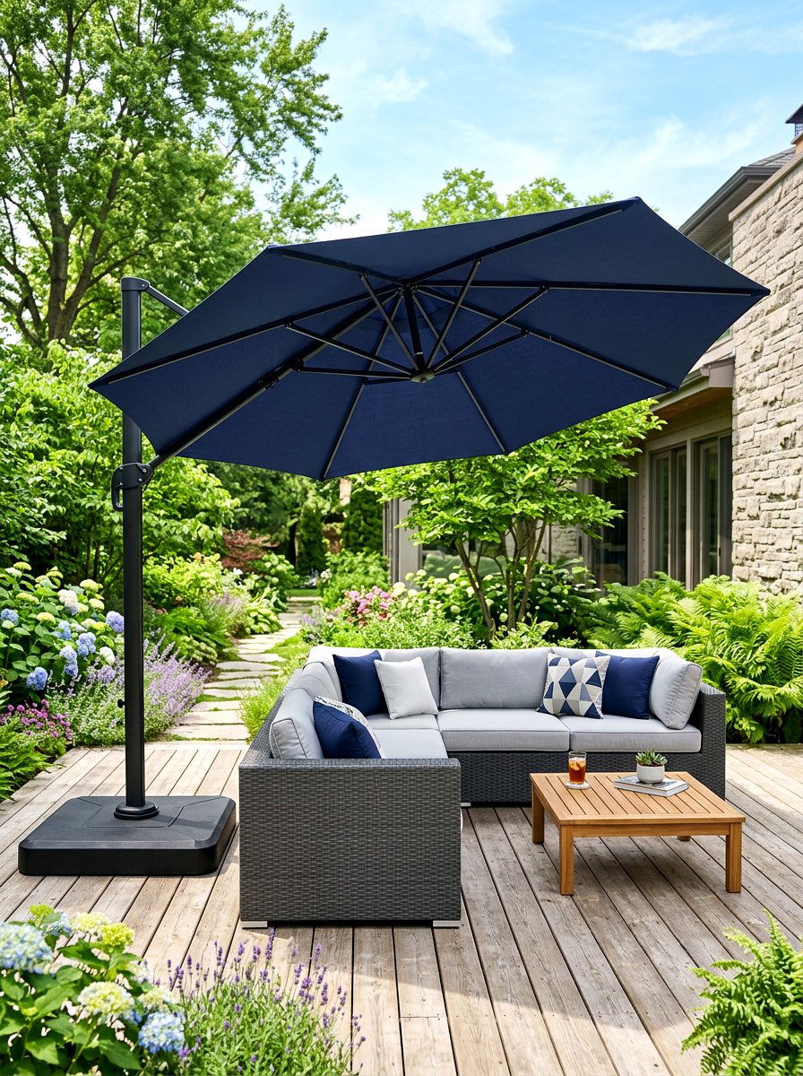 Cantilever deck umbrella - 30 deck shade ideas