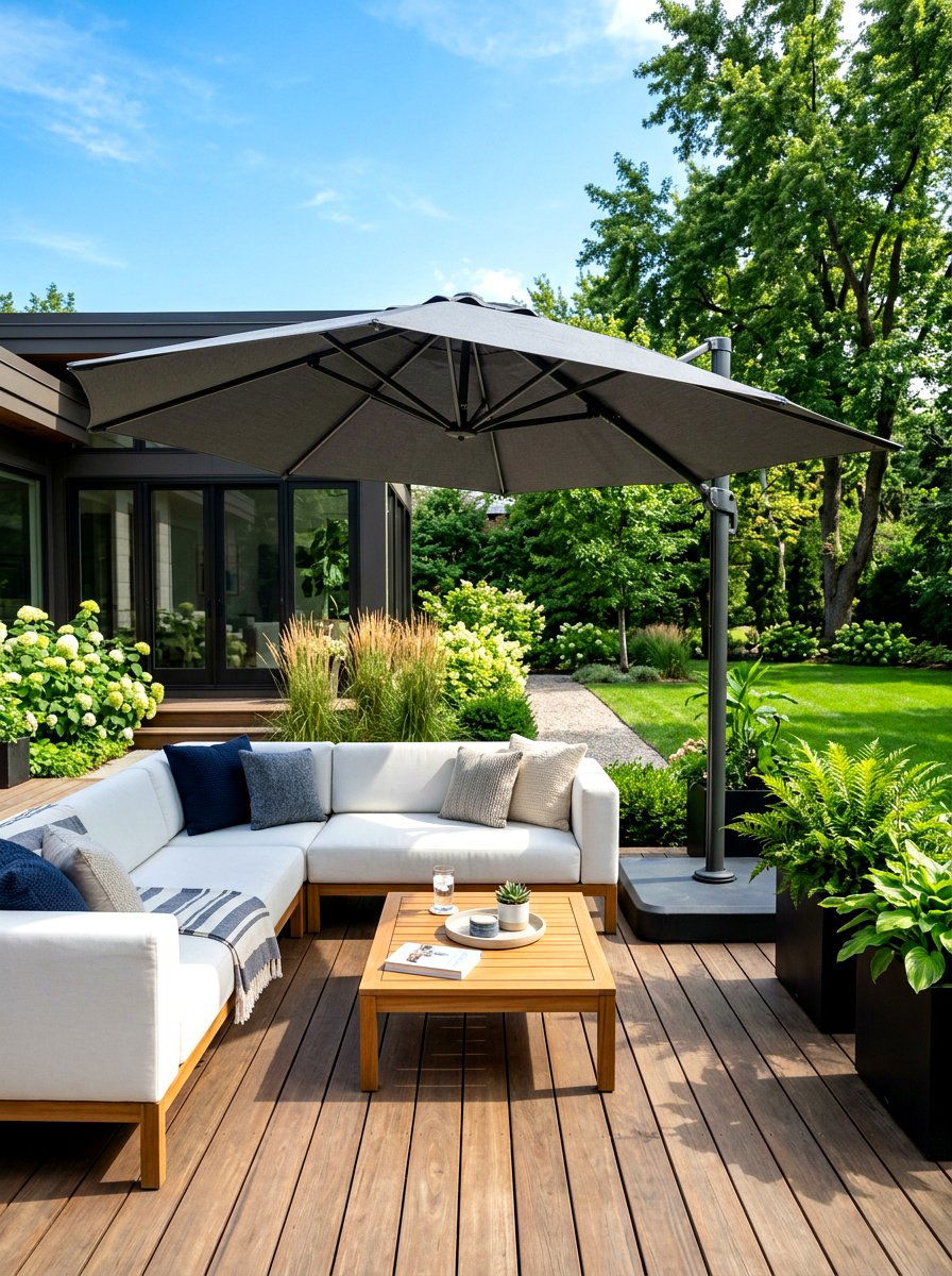 Cantilever patio umbrella - 30 garden umbrella ideas