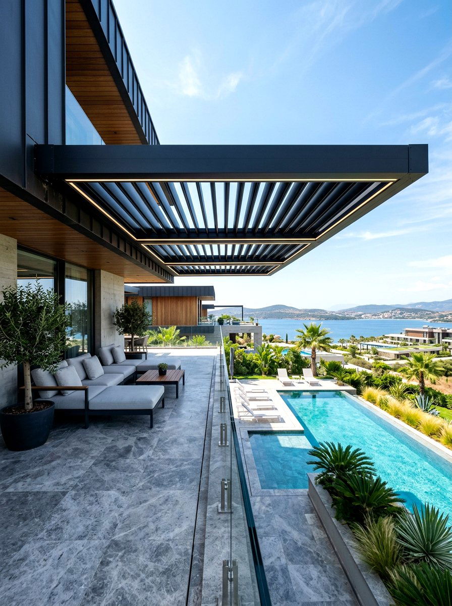 Cantilevered Attached Pergola - 30 attached pergola ideas
