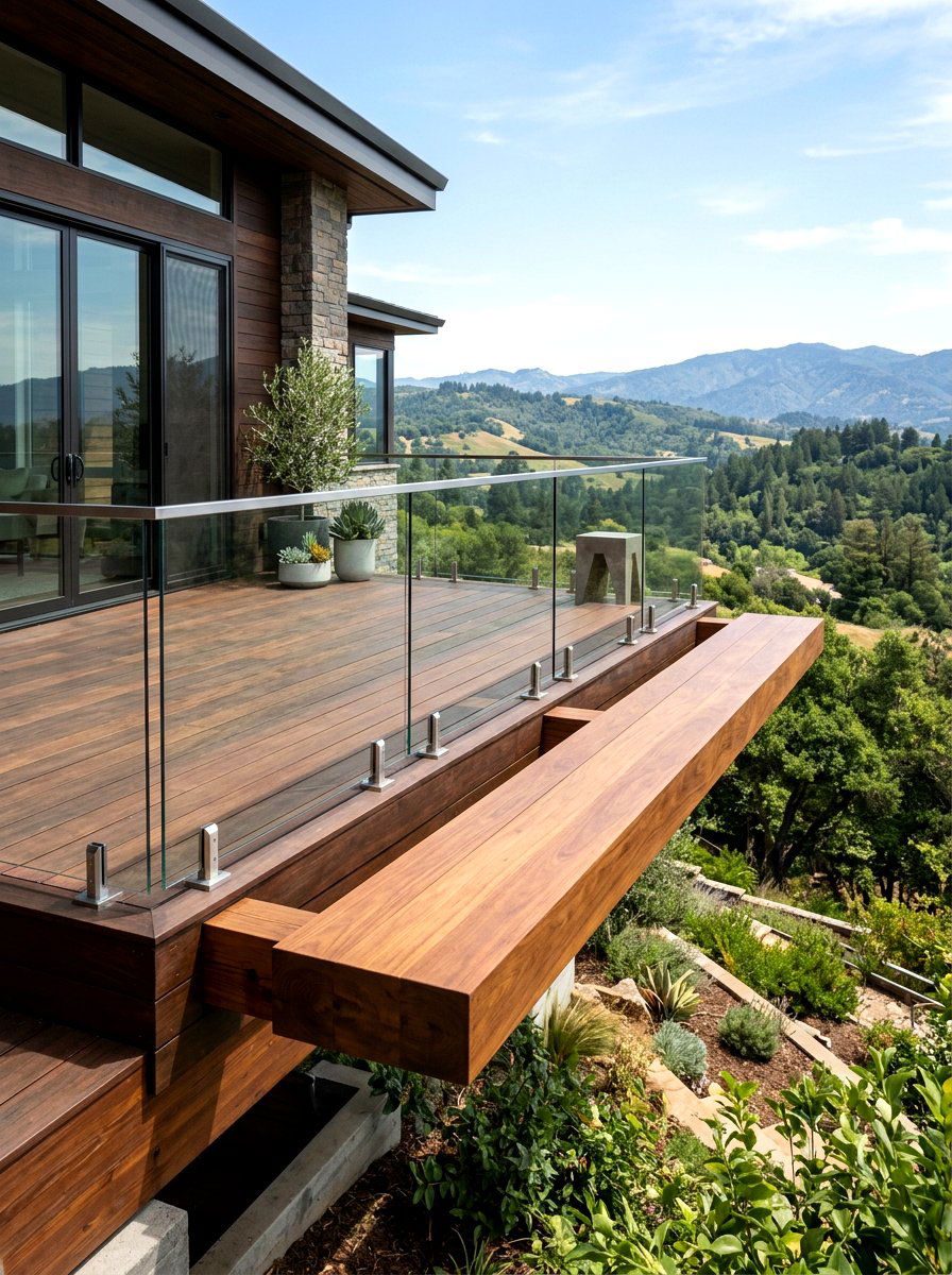 Cantilevered Deck Bench - 30 deck built in seating ideas