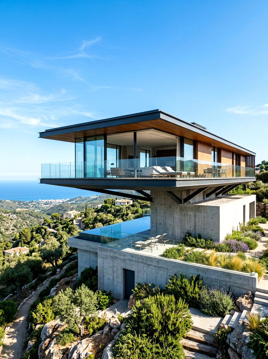 Cantilevered Design Villa - 30 villa exterior ideas