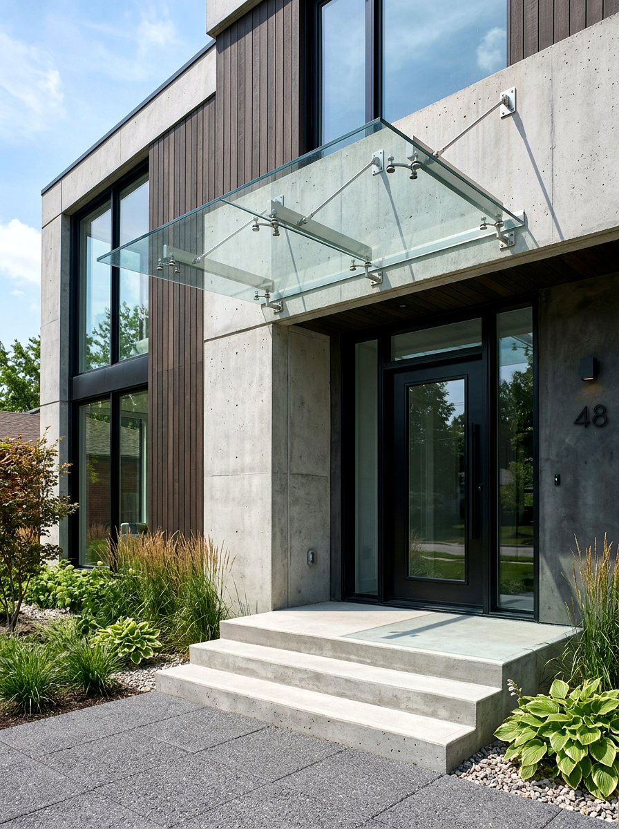 Cantilevered Glass Patio Awning - 30 transparent patio roof ideas
