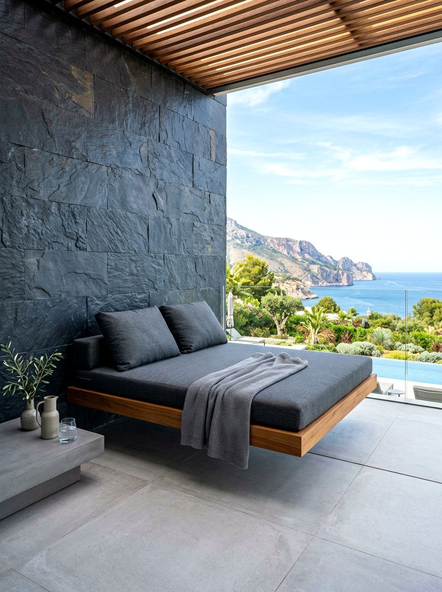 Cantilevered Outdoor Bed - 30 built in sunbed patio ideas