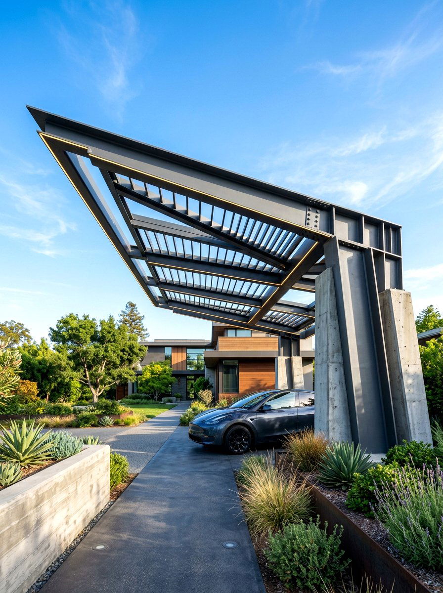 Cantilevered Pergola Carport - 30 pergola carport ideas