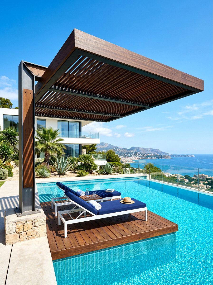 Cantilevered Pergola - 30 outdoor pergola ideas