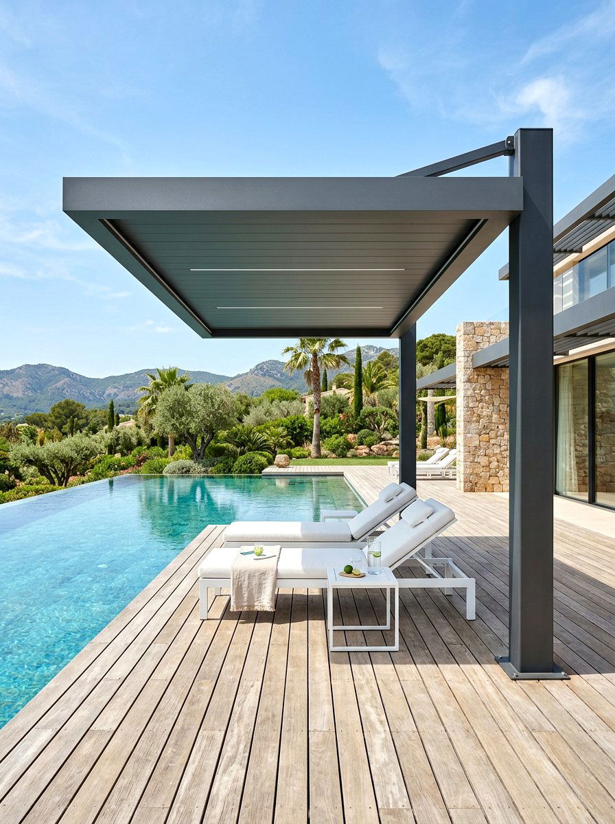 Cantilevered Poolside Shelter - 30 poolside gazebo ideas