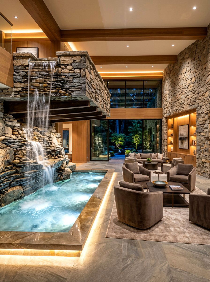 Cantilevered Waterfall Island Seating Space - 30 waterfall island seating ideas