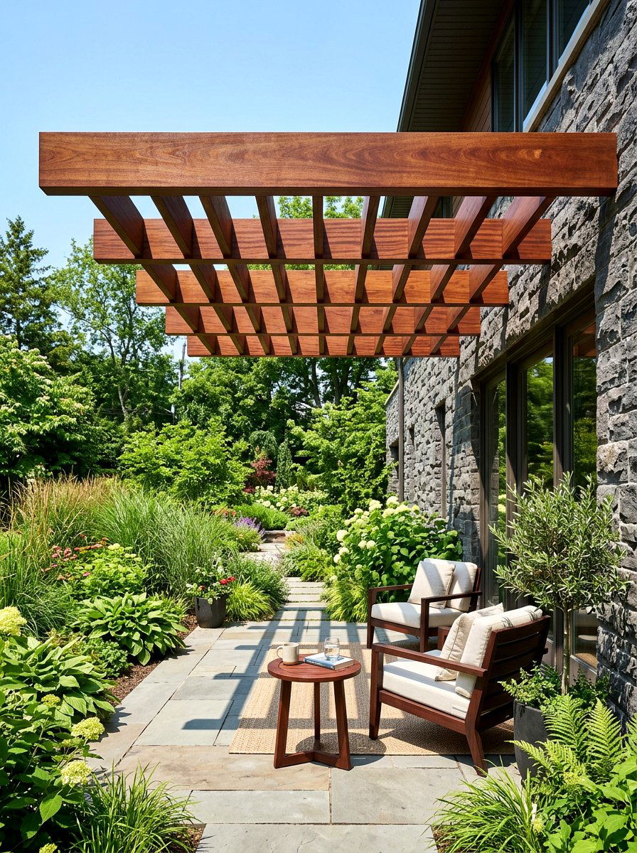 Cantilevered Wood Awning - 30 wood patio cover ideas