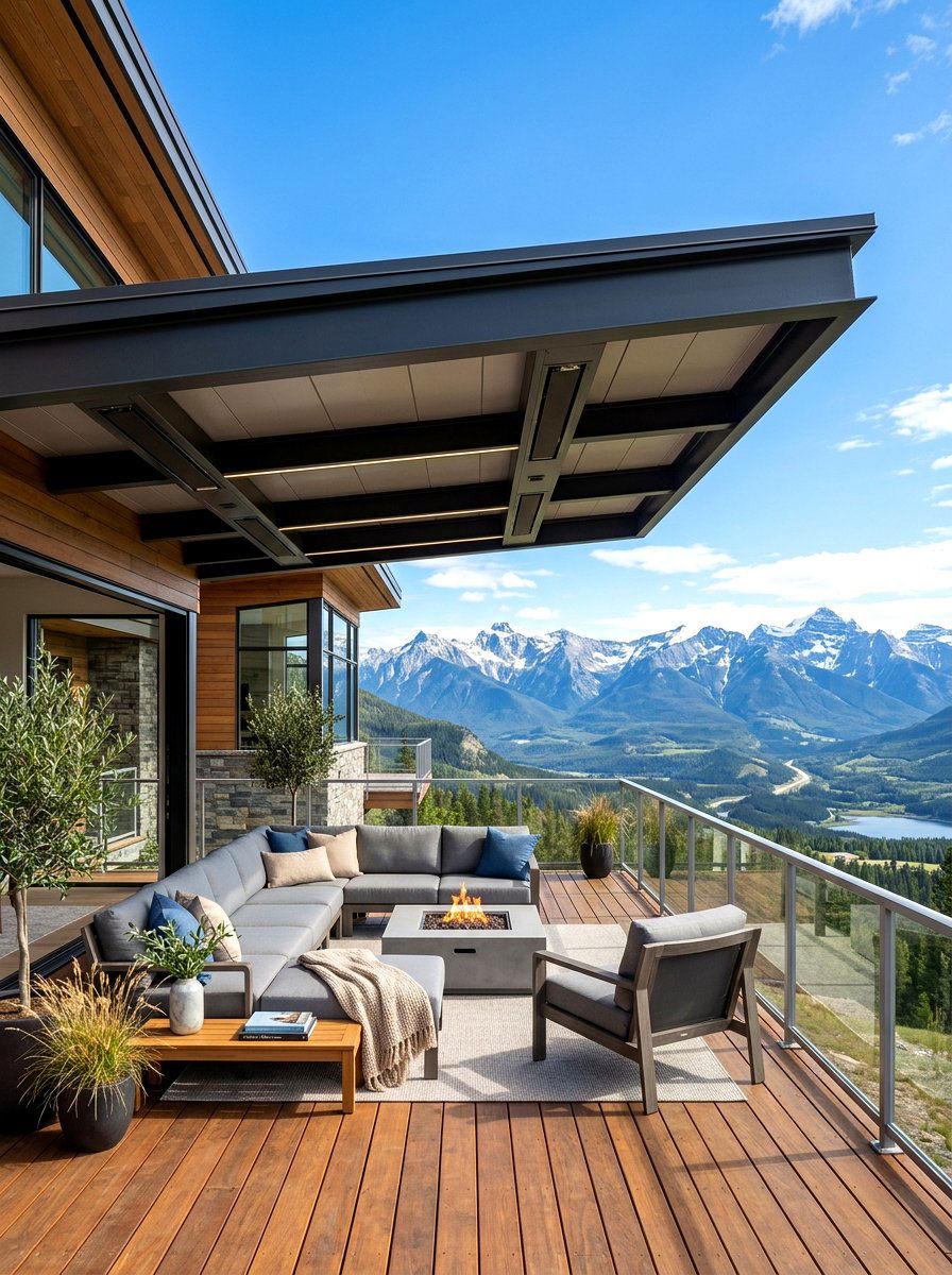 Cantilevered metal patio cover canopy - 30 metal patio cover ideas