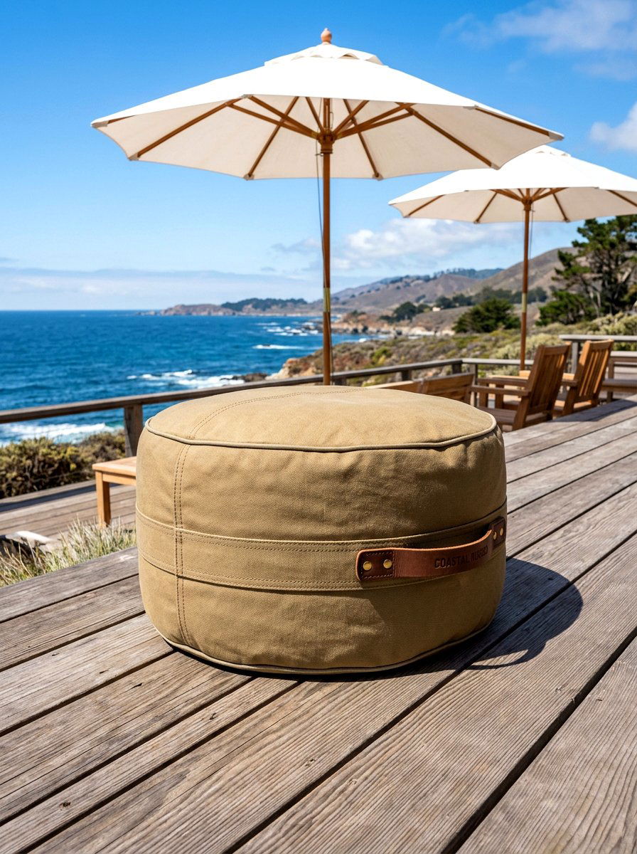 Canvas Deck Pouf - 30 outdoor pouf lounge ideas