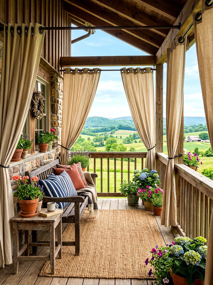 Canvas Drop Cloth Balcony Curtains - 30 balcony privacy curtain ideas