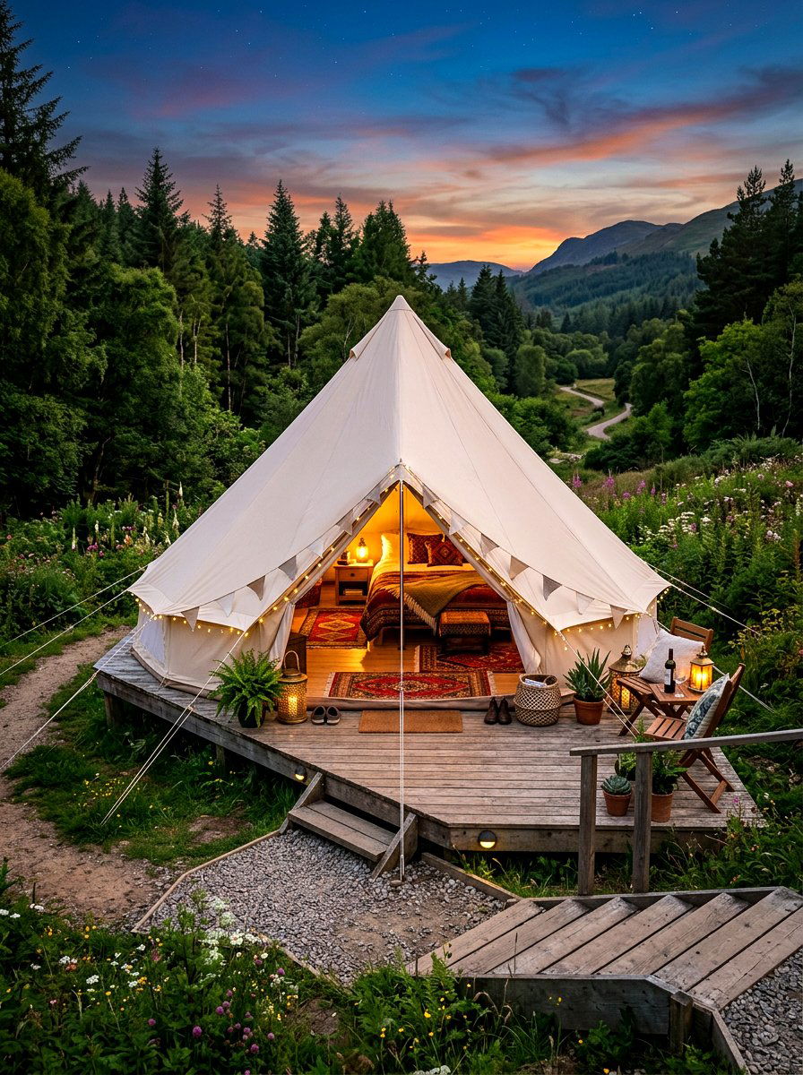 Canvas Glamping Tent - 30 hidden garden room backyard ideas
