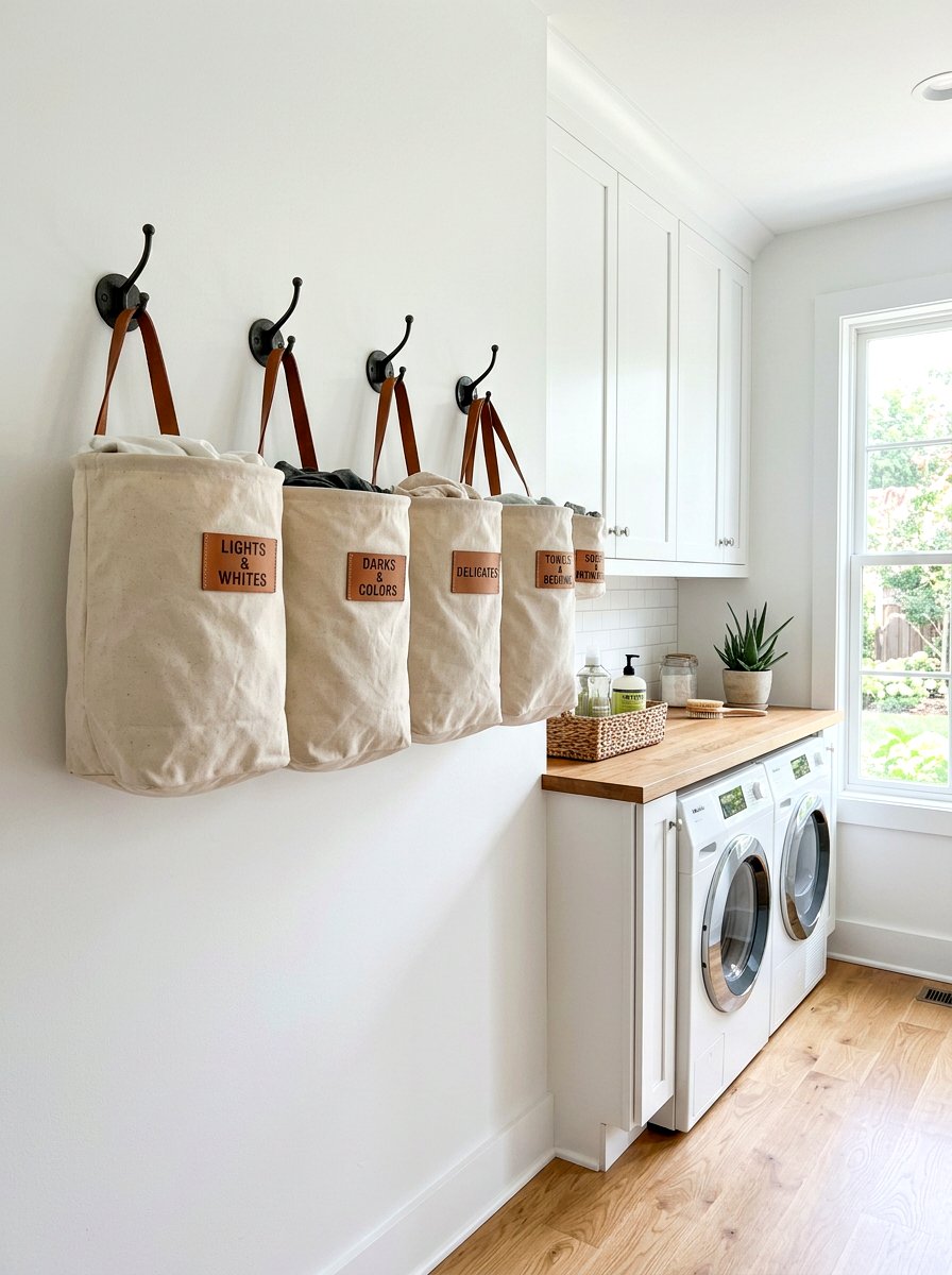 Canvas Laundry Bag - 30 laundry sorting station ideas