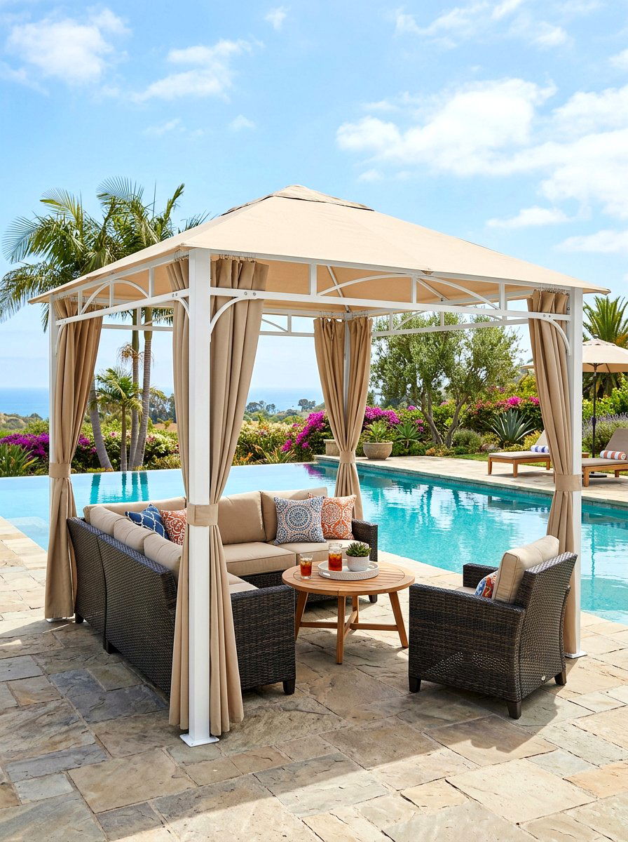 Canvas Poolside Gazebo - 30 poolside gazebo ideas