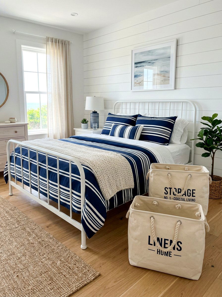 Canvas Storage Bags - 30 nautical bedroom ideas