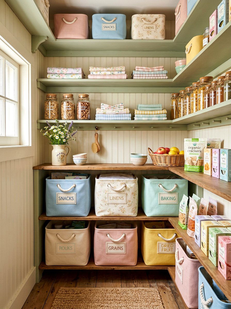 Canvas Storage Bins - 30 pantry basket organization ideas