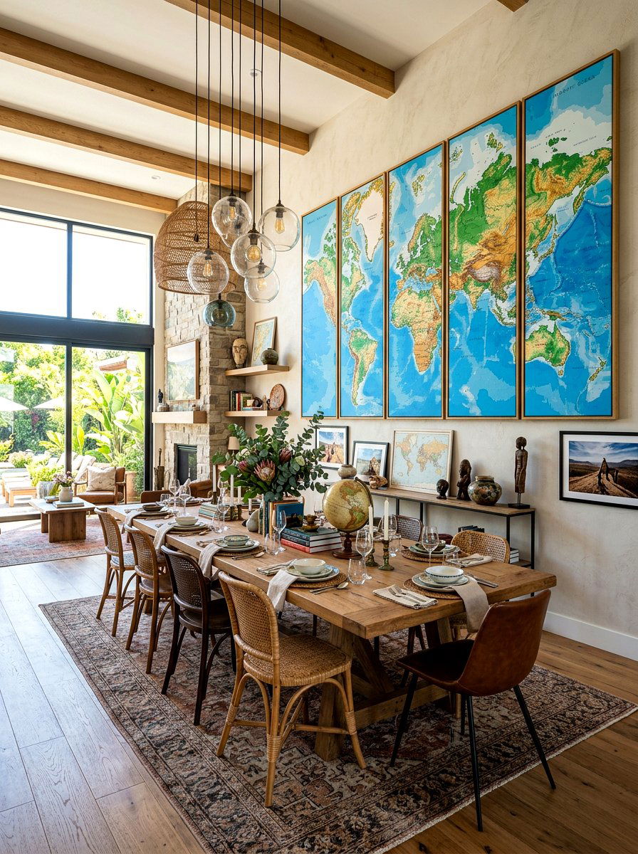 Canvas World Map - 30 dining room wall art ideas