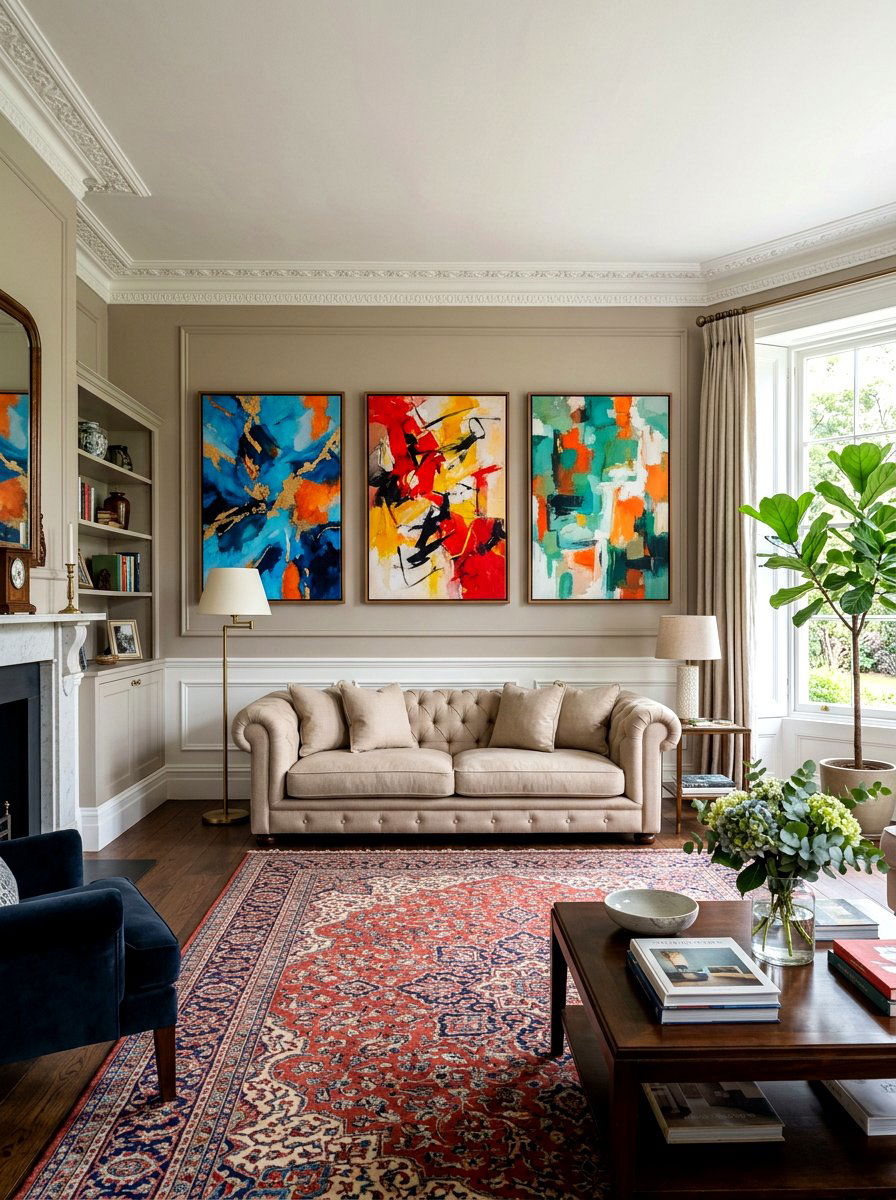 Canvas art sound panels - 30 acoustic living room ideas