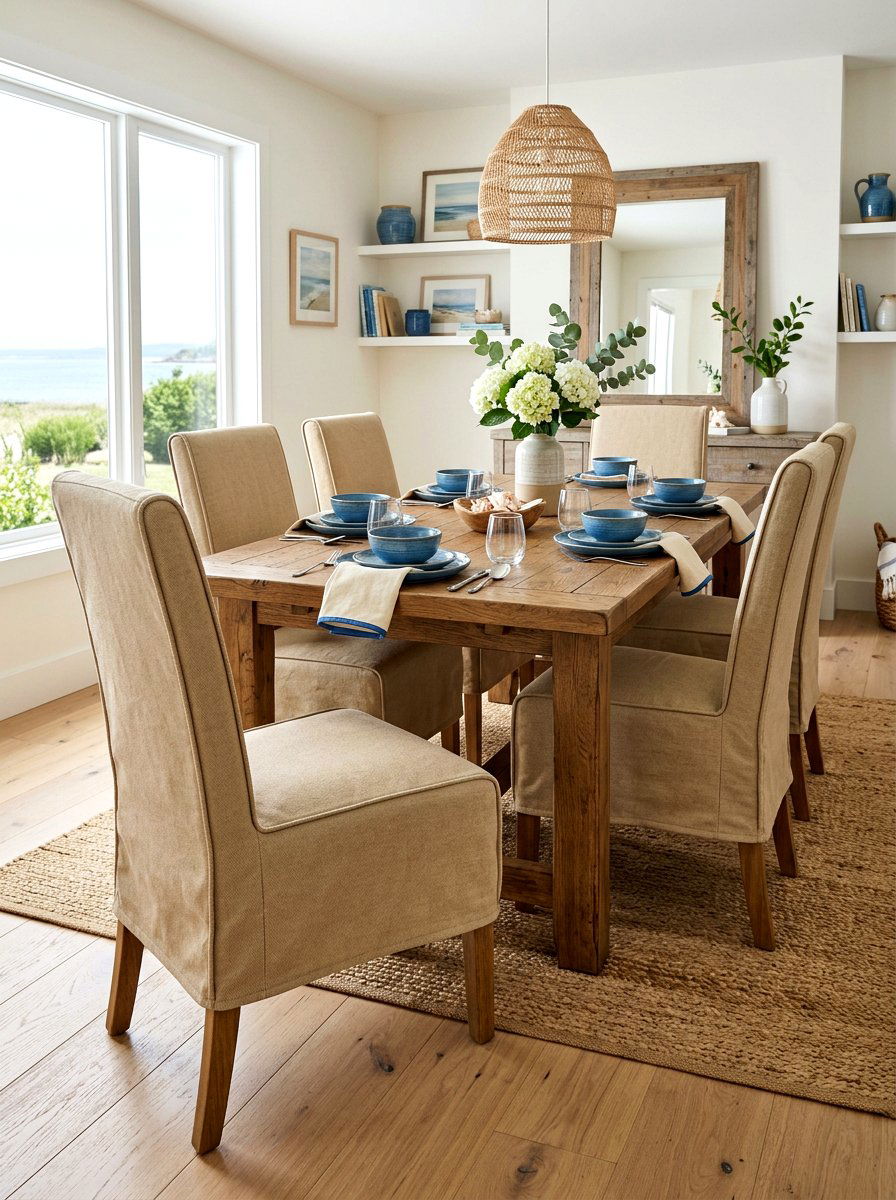 Canvas twill slipcover - 30 slipcovered dining chair ideas