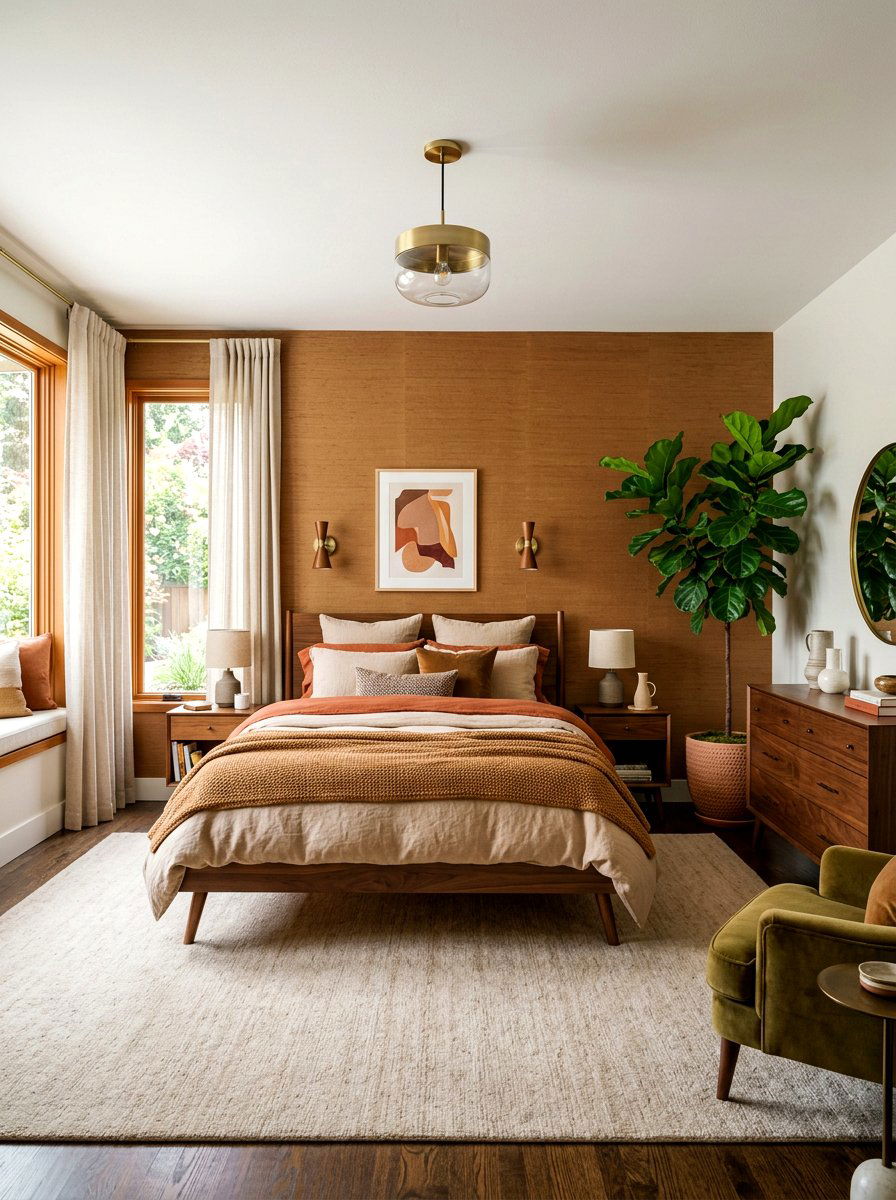 Caramel Brown Textured Wallpaper - 30 all brown bedroom ideas