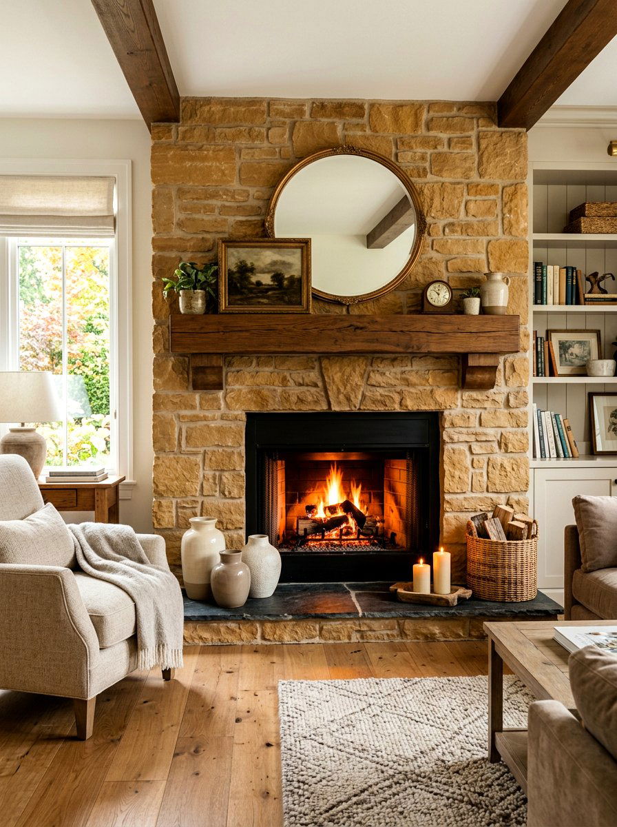 Caramel Fireplace - 30 caramel decor ideas