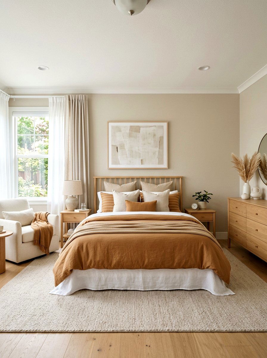 Caramel and beige neutral bedroom - 30 warm caramel bedroom ideas